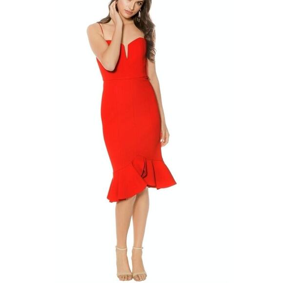 NICHOLAS Flip Hem Bra Bandage Cocktail Dress RED Size 2 $695 retail! - Picture 2 of 12